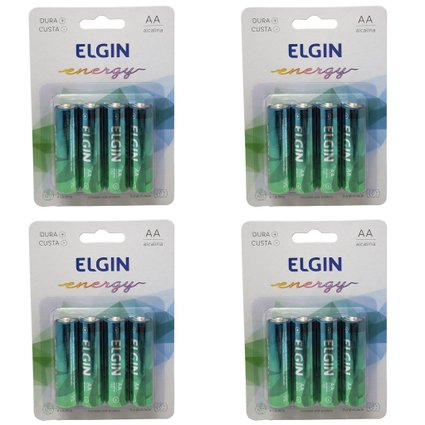 16 Pilhas Alcalinas Aa Elgin Energy Lr6 1,5v Qualidade