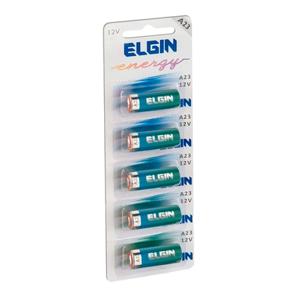 Bateria Alcalina A 23 (cartela Com 5) Pilhas Baterias Elgin 12v A23 Controle Portão Alarme